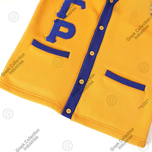 Cárdigan Sorority SGRho, suéteres de invierno para mujer, cárdigan azul real con letras Sigma Gamma Rho de la hermandad griega en chenilla y botones - Product Image 3