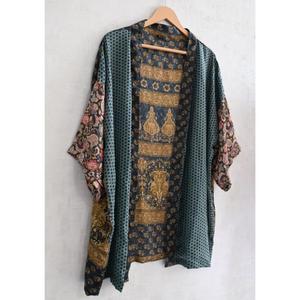 Kimono de Seda Indio Hecho a Mano para Mujer, Bata Corta Estampada para Dormir, Regalo, Ropa de Estar por Casa - Product Image 2