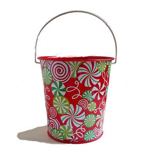 Seau de décoration de Noël de qualité supérieure pour les fêtes, au design rustique, parfait pour contenir des ornements ou des cadeaux vierges à sublimer - Product Image 5