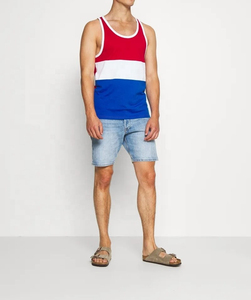 Débardeurs pour hommes à prix avantageux, personnalisables avec logo, coupe ajustée, unis, sans manches, respirants, pour l'entraînement, 100% coton. - Product Image 1