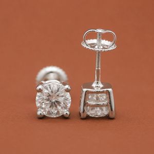 Minimalist 925 Sterling Silver Round <b>Moissanite</b> Diamond Daily Wear Stud <b>Earrings</b> - Product Image 3