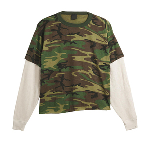 เสื้อยืดสตรีทแวร์ผู้ชายทรงโอเวอร์ไซส์ แขนยาวสองชั้น สไตล์วินเทจ ซักแบบพิเศษ ผ้าฝ้าย 100% เป็นมิตรต่อสิ่งแวดล้อม ระบายอากาศได้ดี - Product Image 1