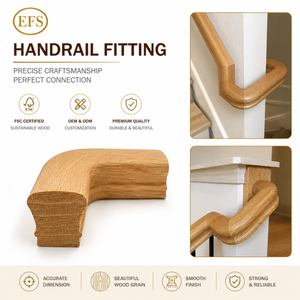 EFS Connecteur d'angle pour escalier à quart de tour en chêne rouge massif, design contemporain, construction durable - Product Image 1
