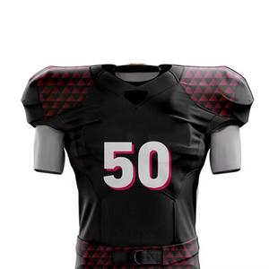 Custom Sublimated American Football Jersey <b>Men's</b> Black Red Print Fitted Short Sleeve With Custom Number Player Name - Product Image 2