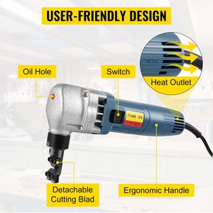 Cortadora Eléctrica de Chapa Metálica de 380W, Velocidad del Rotor de 1800 RPM, Capacidad de Corte de 0.07in/1.8mm, Incluye Cuchillas de Repuesto y Herramientas de Conformado - Product Image 4
