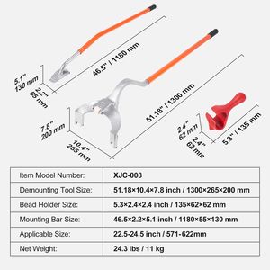 Attrezzo Manuale in Acciaio per Montaggio e Smontaggio Pneumatici 22.5\"-24.5\", Supporto Extra per Talone, Senza Camera d'Aria, per Riparazione Pneumatici - Product Image 3