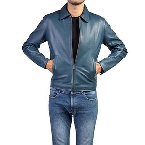 Veste en cuir PU pour homme, style motard en cuir d'agneau véritable, coupe ajustée, chaude pour l'hiver, séchage rapide, respirante, logo personnalisé, fournisseur en gros - Product Image 2
