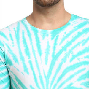 <b>Tie</b> Dye Short Sleeve O Neck Men's T-Shirt Regular Fit Jersey <b>Knitted</b> Casual Breathable Quick Dry Mint White Solid Made 100% - Product Image 6
