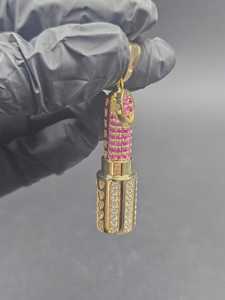 Colgante de Labial Iced Out con Rubí Rosa y Moissanita VVS, de Plata 925 Bañada en Oro, Joyería Hip Hop, Colgante para Rapper - Product Image 3
