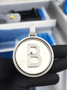 Pendentif de luxe en moissanite lettre B sertie de diamants, bijoux hip-hop, breloque initiale personnalisée en diamant - Product Image 2