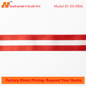 ริบบิ้นผ้าซาตินสีแดงขาวลายเส้นตรงกลางขนาด 25 มม. สำหรับตกแต่งงานเทศกาล ทำโบว์ DIY อุปกรณ์ตกแต่งเสื้อผ้า และบรรจุภัณฑ์ - Product Image 4