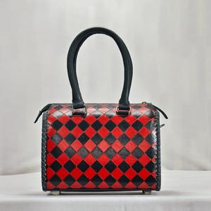 Bolsa de Viaje de Cuero Genuino de Lujo, Diseño a Cuadros Rojo y Negro, Asa Superior, Cierre de Cremallera, Ligera, Gran Capacidad, para Exteriores - Product Image 3