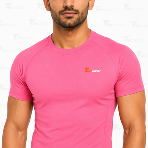 Chemises de compression à manches courtes pour hommes, pour la gym, les entraînements, jersey sportif flexible, col rond, coupe régulière, athlétique, écologique, séchage rapide - Product Image 5