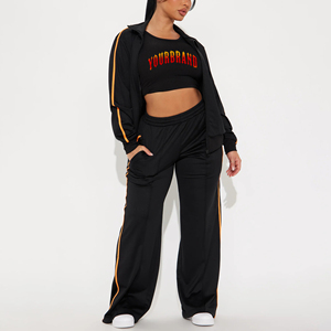 Conjunto Deportivo de Alta Calidad 100% Algodón Felpa con Bordado de Encaje, Hombros Caídos, Personalizado con Logotipo Serigrafiado - Product Image 1