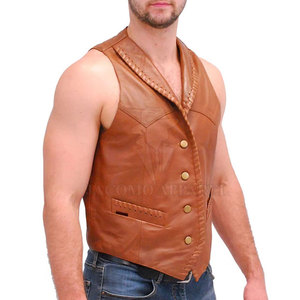 Gilet en cuir décontracté pour homme, construction durable, conçu pour le style, le confort, les activités de plein air et l'usage régulier - Product Image 4