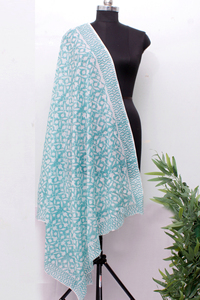 Cotton Floral <b>Sarong</b> Turquoise Beach <b>Wrap</b> Women Lightweight Summer Pareo Scarf. - Product Image 2