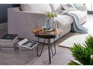 Industrial Style Round End <b>Table</b> Wooden Top Side <b>Table</b> with Hairpin Legs for Home Furniture Contemporary Wooden Top Side <b>Table</b> - Product Image 3