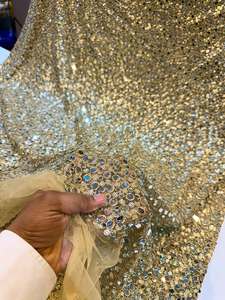 Premium Abaya Sequin Embroidery Fabric Velvet Net Mesh <b>Textile</b> For Gulf UAE Modest Fashion Garment Supply - Product Image 5