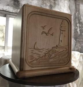 Vietnam-Made CNC Wood Cremation <b>Urn</b> <b>for</b> Human <b>Ash</b> Elegant <b>Wooden</b> Pet Casket with Unique Pattern Mountain Style - Product Image 5