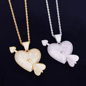 Pendentif en forme de cœur avec strass en cristal, alliage plaqué or rose, charme romantique, cadeau unisexe - Product Image 2