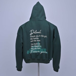 Sudadera con capucha verde para hombre MRI Made, con cremallera, de algodón y forro polar, con letra D bordada, informal, para otoño, de corte regular, diseño personalizado. - Product Image 2