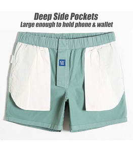 Shorts décontractés amples pour hommes en coton éponge 5,5 pouces avec taille élastique haute et multi-poches, pour le quotidien, la marche et l'été - Product Image 3