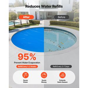 Copertura Solare Rotonda per Piscina da 15 Piedi, Telo in PVC a Bolle da 12 Mil per Assorbimento del Calore Diurno - Product Image 5
