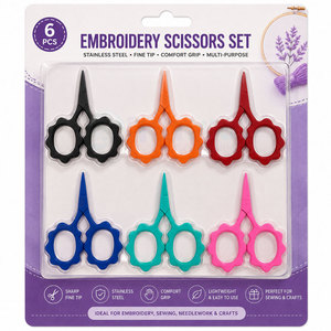6 Piece Colorful Embroidery <b>Scissors</b> Set Fine Tip Stainless Steel <b>Sewing</b> Craft Thread Cutter with Retail Packaging - Product Image 1