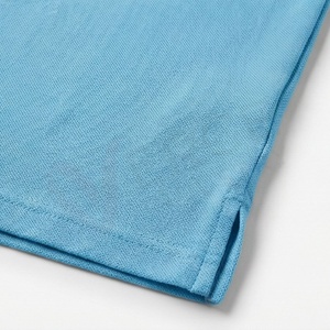 Polo à manches courtes bleu clair pour homme, 100% coton, tissu Oxford respirant, coupe décontractée, design uni, tissé - Product Image 5
