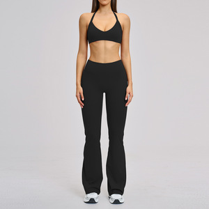Custom Activewear Manufacturer Fitness Yoga Wear Backless Workout Halter Sports Bra High Waist Leggings Women Gym Fitness Sets - Product Image 2