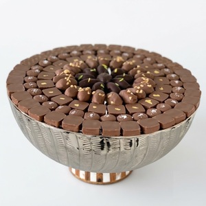 Bol à chocolat moderne en argent plaqué avec support, plat de service décoratif en argent orné pour fruits secs, cadeaux de mariage et usage domestique - Product Image 5