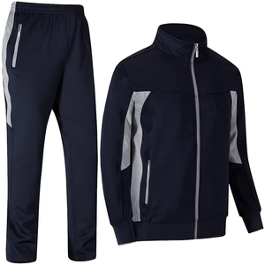 Survêtement à capuche bleu clair pour homme, fermeture éclair intégrale, poches latérales, respirant, coupe décontractée, vêtement d'automne, couleur unie, coton - Product Image 2