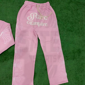 Pantalon de survêtement décontracté pour homme, coupe évasée, épais, style streetwear, avec patch brodé, effet délavé soleil et usé, vente en gros personnalisée - Product Image 1