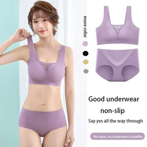 Nuevo Conjunto de Lencería Femenina sin Costuras de Seda Fría, Sujetador Push-Up Transpirable y Braguitas para Mujer - Product Image 1