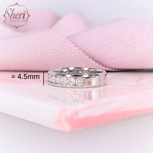 [Sheri Jewels] Simple Band Ring 18K Solid White Gold Natural Diamond F-G Color SI1-2 Clarity Brilliant Cut Wedding Engagement - Product Image 2