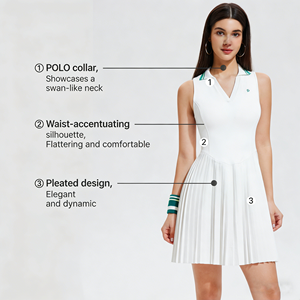 Premium Spandex/Nylon V-neck Tennis Dress Women Soft Stretchy <b>Athletic</b> Eco-Friendly Lightweight Custom Sportswear Outdoor - Product Image 6