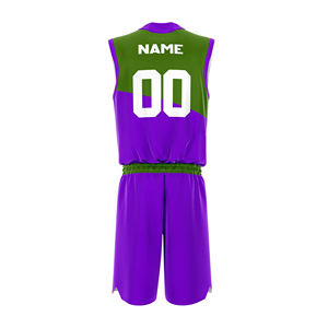 Ensemble short et maillot de basket-ball unisexe personnalisé imprimé par sublimation, rouge et vert, col en V, sans manches, séchage rapide, tenue d'été pour équipe adulte - Product Image 6