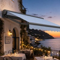 Auvent électrique en aluminium de luxe économique avec éclairage LED pour piscine et balcon, installation facile, télécommande intelligente, protection solaire