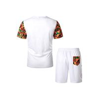 T-shirt blanc à manches courtes pour homme avec imprimé africain à motifs géométriques, vêtement décontracté d'été, 100% coton tricoté, design respirant