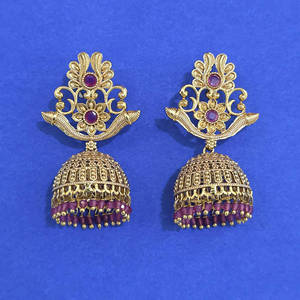 Pendientes antiguos Jhumki con rodio, 206914 - Product Image 3
