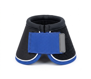 Premium Ergonomic Non-Twist Design Neoprene Padded Blue Piping Silver Cord Overreach <b>Boot</b> Quick Secure Velcro - Product Image 4