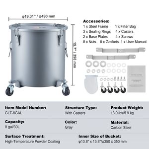 Secchio per Grasso da Cucina Commerciale in Acciaio al Carbonio da 8 Galloni con Rivestimento Antiruggine e Base con Ruote - Product Image 3