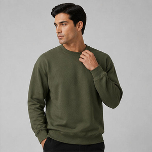 Sweat-shirt à col rond pour homme, doublure en polaire douce, hiver, uni, athlétique, coupe-vent, éco-responsable - Product Image 3