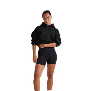 Custom Women Fleece Hoodie <b>Black</b> Oversized Pullover Sweatshirt <b>Long</b> Sleeve Casual Streetwear Warm Soft Hooded <b>Top</b> OEM - Product Image 3