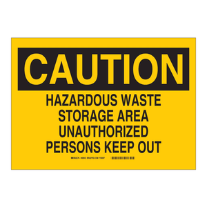 Panneau de signalisation de sécurité pour zone de stockage de déchets dangereux, utilisation intérieure/extérieure, Brady - Product Image 1