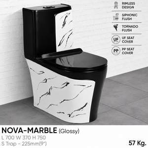 NOVA (7 COULEURS) WC MURALE MONOBLOC DESIGN ALLONGÉ MODERNE avec évacuation S-Trap et P-Trap, finition marbre pour salle de bain - Product Image 3
