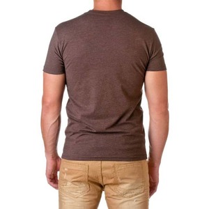 เสื้อยืดคอกลมแขนสั้นผู้ชายผ้าฝ้าย 100% สีทูโทน สกรีนโลโก้ด้านหน้าตามแบบ OEM ระบายอากาศได้ดี แห้งเร็ว เหมาะสำหรับออกกำลังกาย - Product Image 5