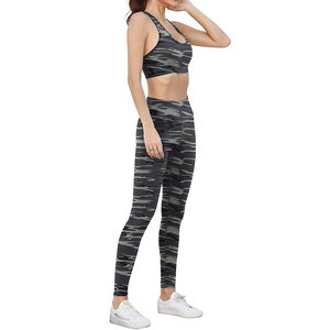Women's <b>Camouflage</b> Yoga Set Racerback Crop Top High Waist Leggings Full Length Breathable Spandex Polyester 2 Piece Workout Wear - Product Image 2