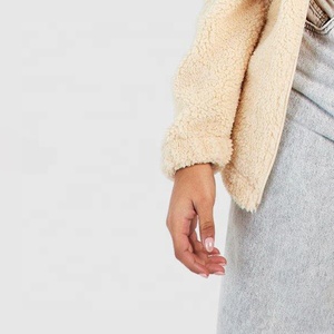 Custom High Quality <b>Women's</b> Long Sleeve Trendy Winter Fuzzy <b>Teddy</b> Coats Full Zipper Sherpa Fleece Hooded <b>Hoodies</b> Sweatshirt - Product Image 3