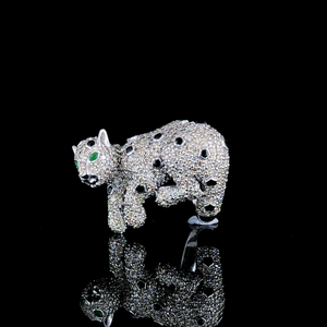 Bold Panther <b>Wrap</b> Natural Diamond Ring in 14KT <b>White</b> Gold with 3–4 CT Natural Diamonds G-H Color SI Clarity Luxury Fine Jewelry - Product Image 2